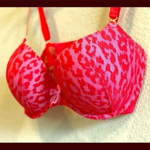 Red & Pink VS Leopard Print Bra